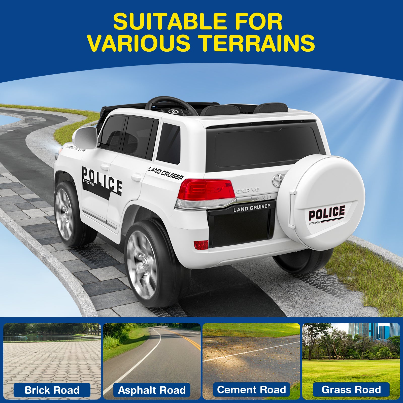 LIGIANT 12V 2 Seater Kids Electric Police Car, Christmas Gift for Boys & Girls