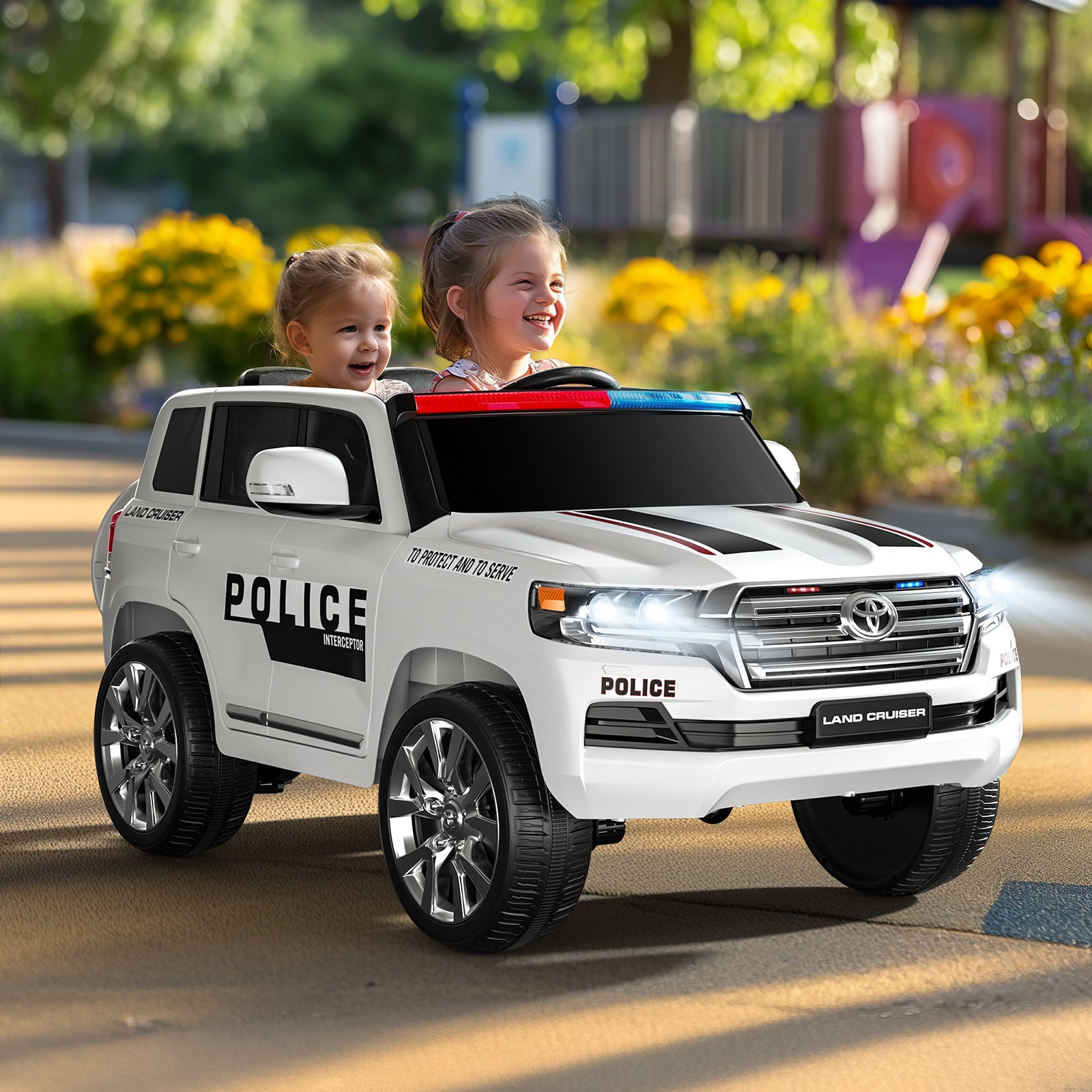 LIGIANT 12V 2 Seater Kids Electric Police Car, Christmas Gift for Boys & Girls