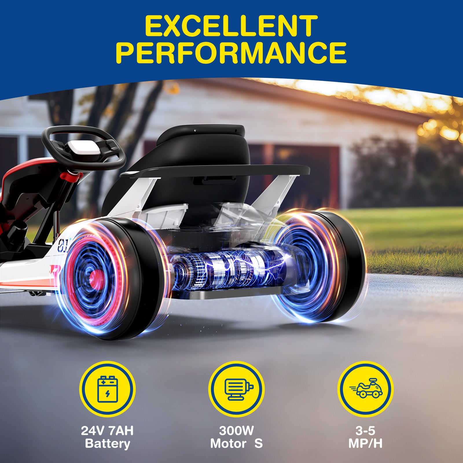 LIGIANT Planet X8 24V Electric Go Kart, Christmas Racing Gift for Kids