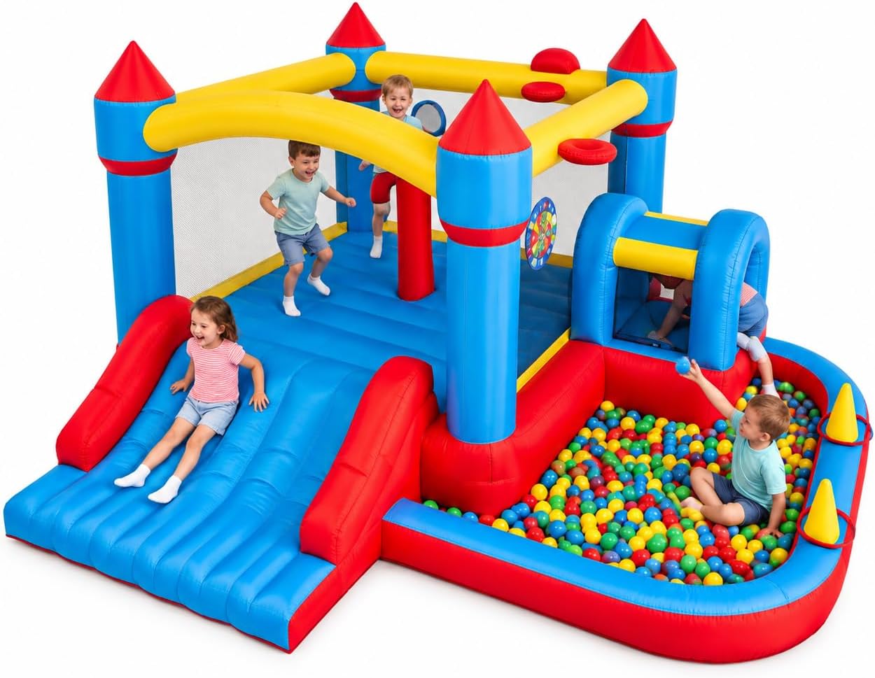 LIGIANT 10-in-1 Inflatable Bounce House, Air Bouncy Castle with Wide Slide