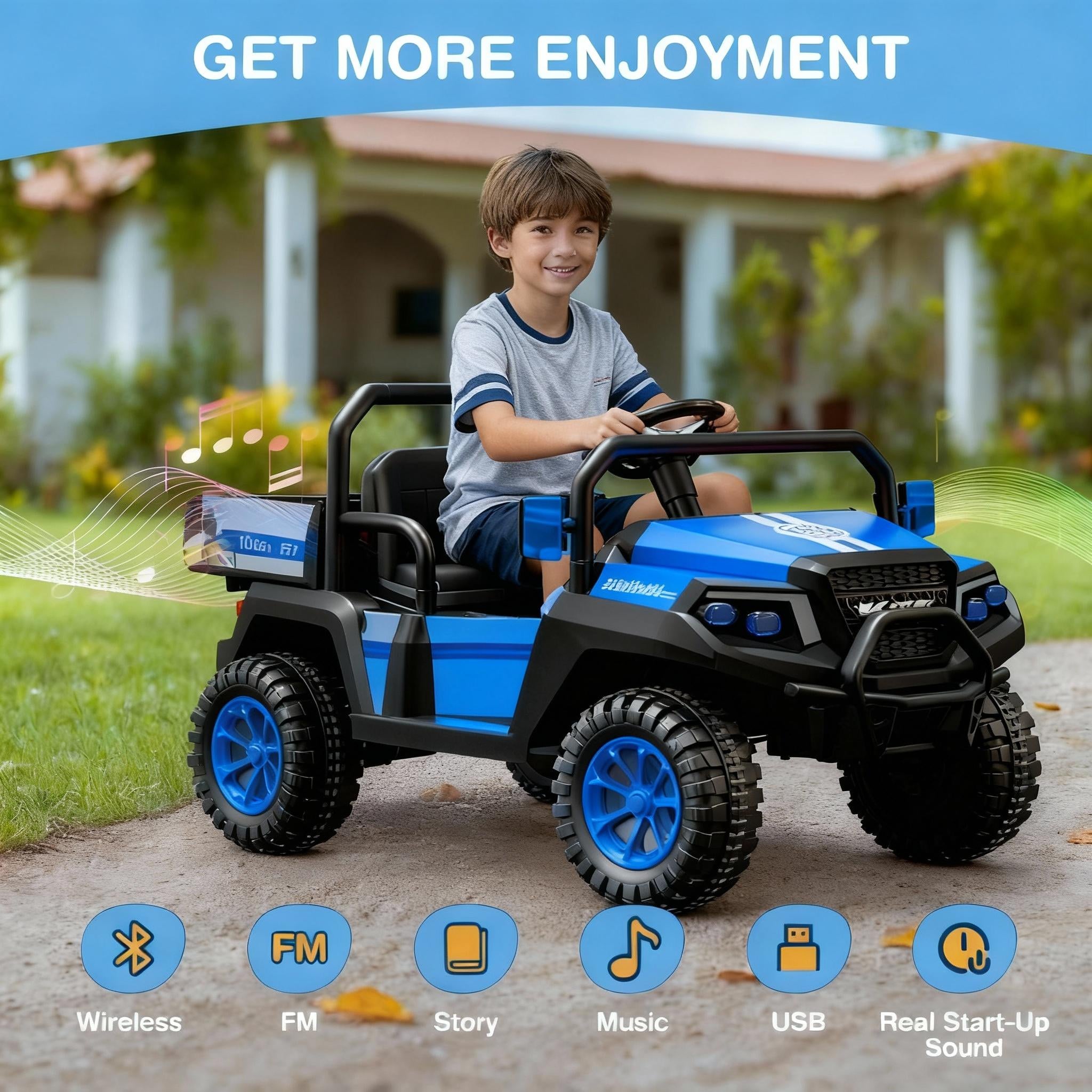 LIGIANT R8 Apex 24V Ride on Toys for Big Kids, 4WD Ride on Car w/Remote Control, 2-Seater Electric UTV Car, Pickup Trunk Bed, Extra Shovel, Battery Indication, 2 Speeds, Music, Wireless, LED Lights