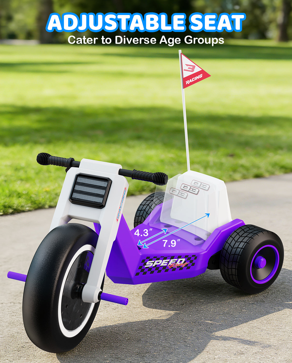 LIGIANT T7 Apex 24V Kids Electric Purple Tricycle with LED & Music