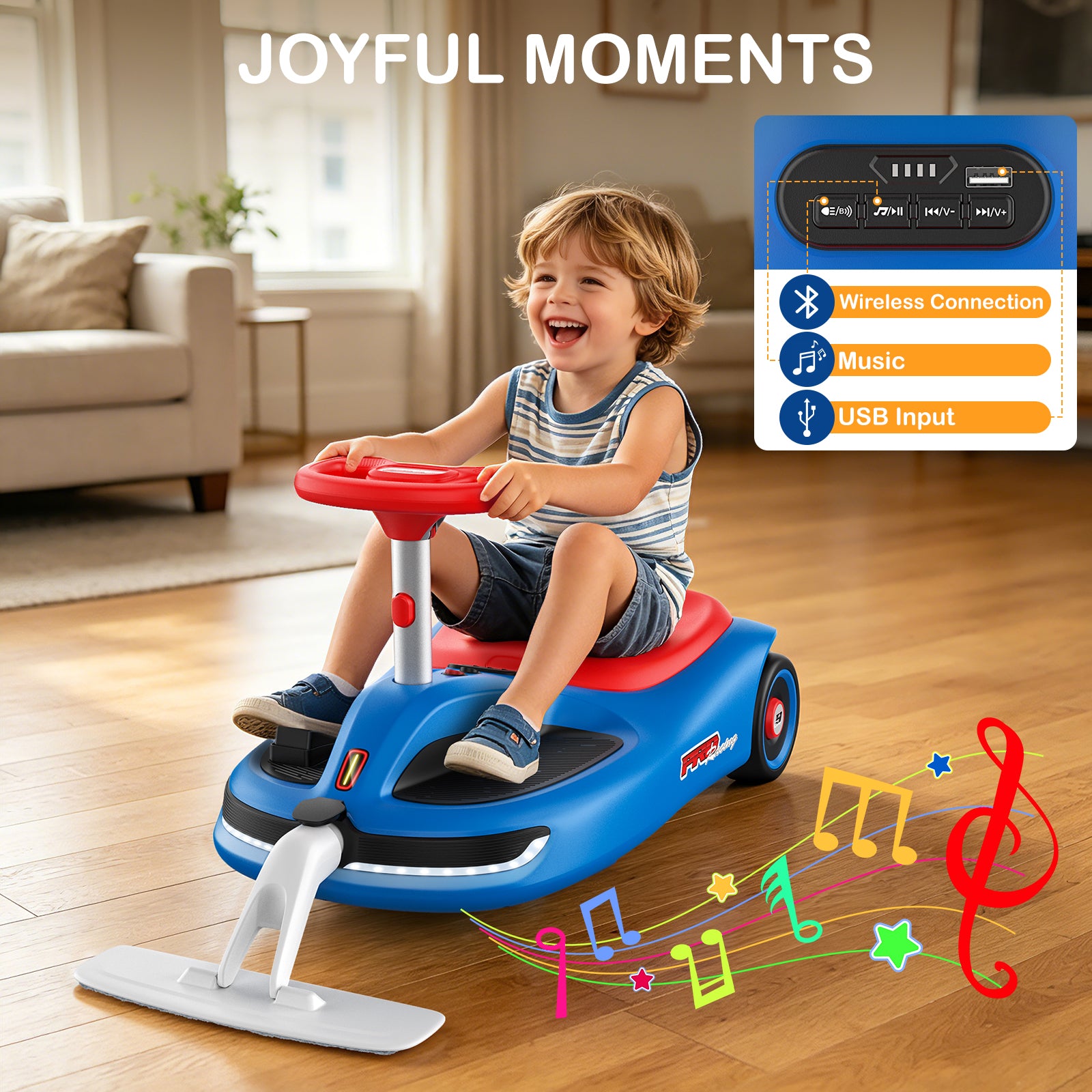 LIGIANT S10 12V Electric Wiggle Car with Mop for Kids | 2-in-1 Ride On Swing Car