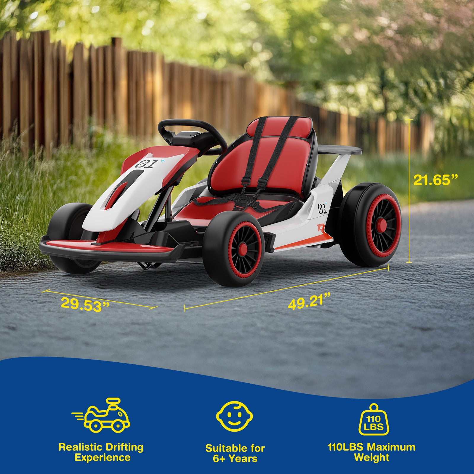 LIGIANT Planet X8 24V Electric Go Kart, Christmas Racing Gift for Kids