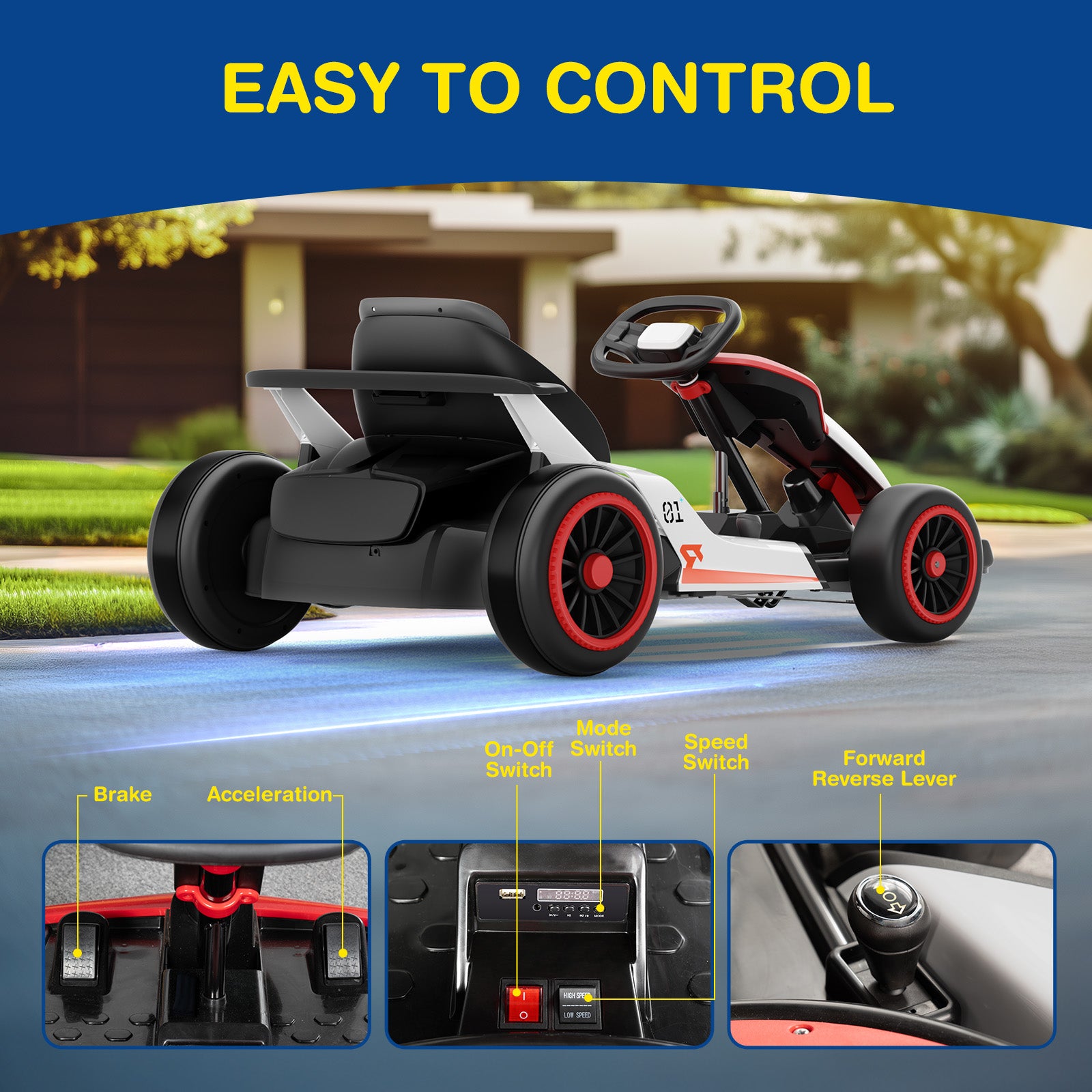 LIGIANT Planet X8 24V Electric Go Kart, Christmas Racing Gift for Kids