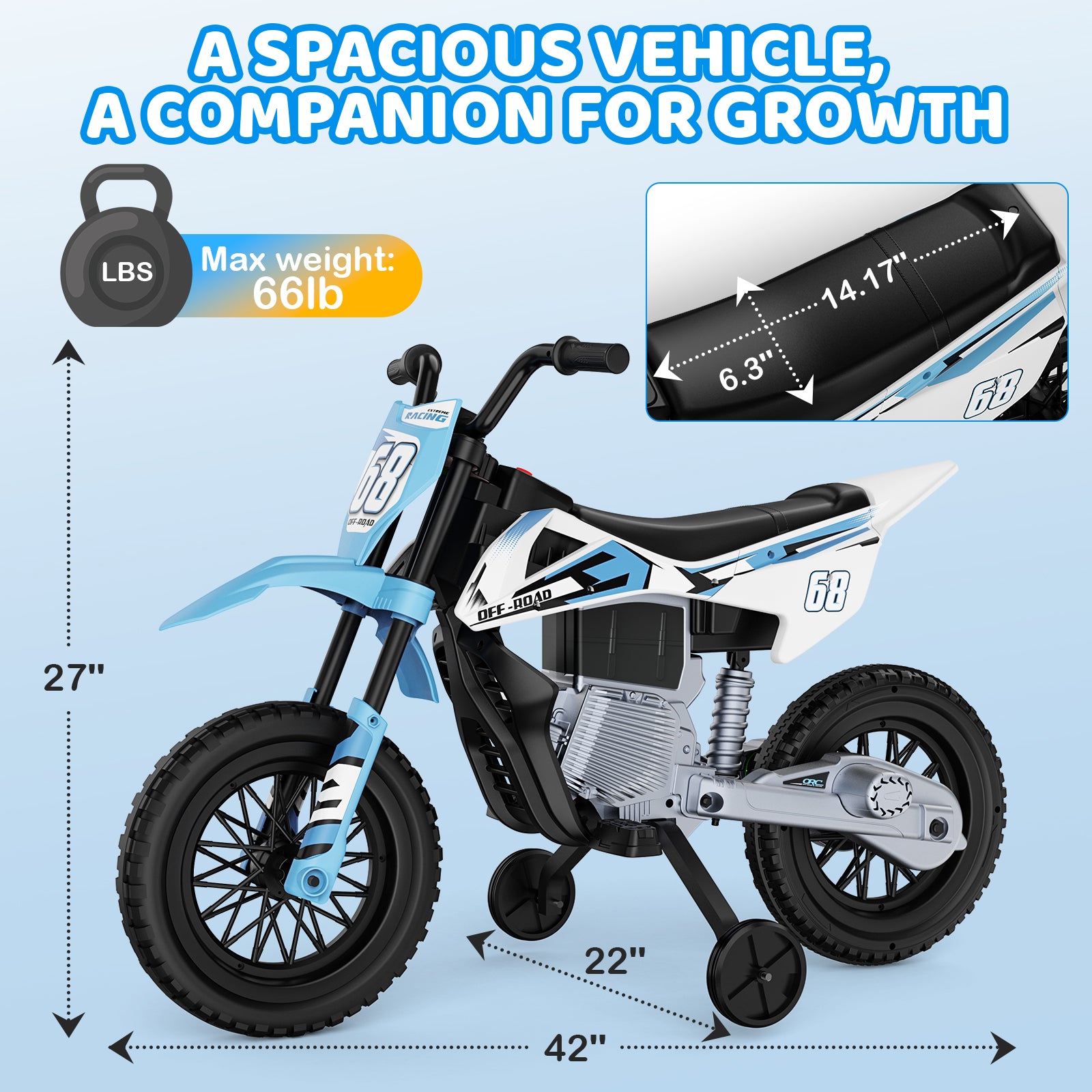 LIGIANT 24V 5Ah Kids Motorcycle, 2WD Kids Electric Dirt Bike for Big Kids