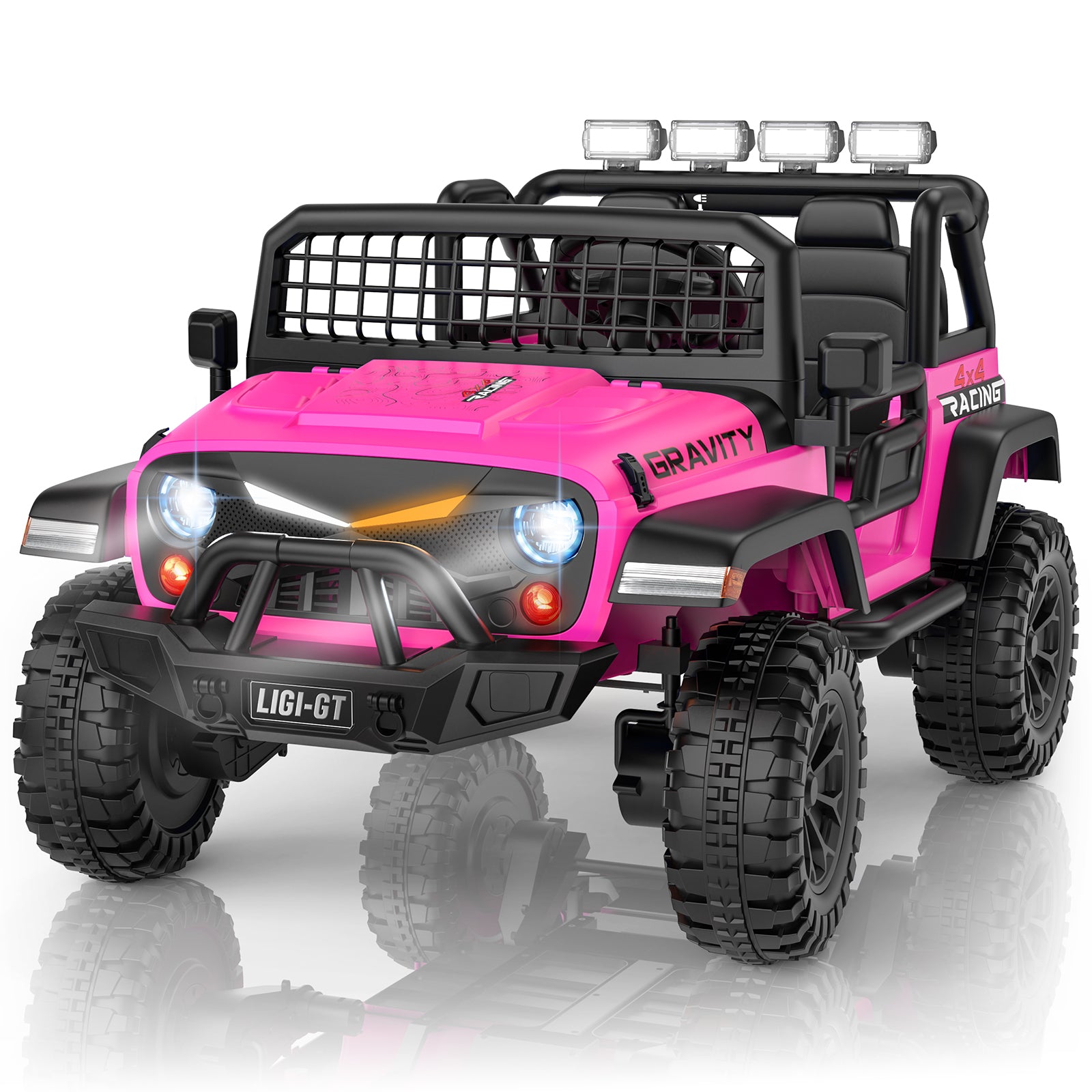 LIGIANT L10 APEX 24V 4WD Ride On Car for Big Kids, 2-Seater Electric Vehicle with Remote Control, Shock Absorption, 3 Speeds, Soft Start, Stylish Headlight, Music & Bluetooth &FM, Ideal Gift for Kids