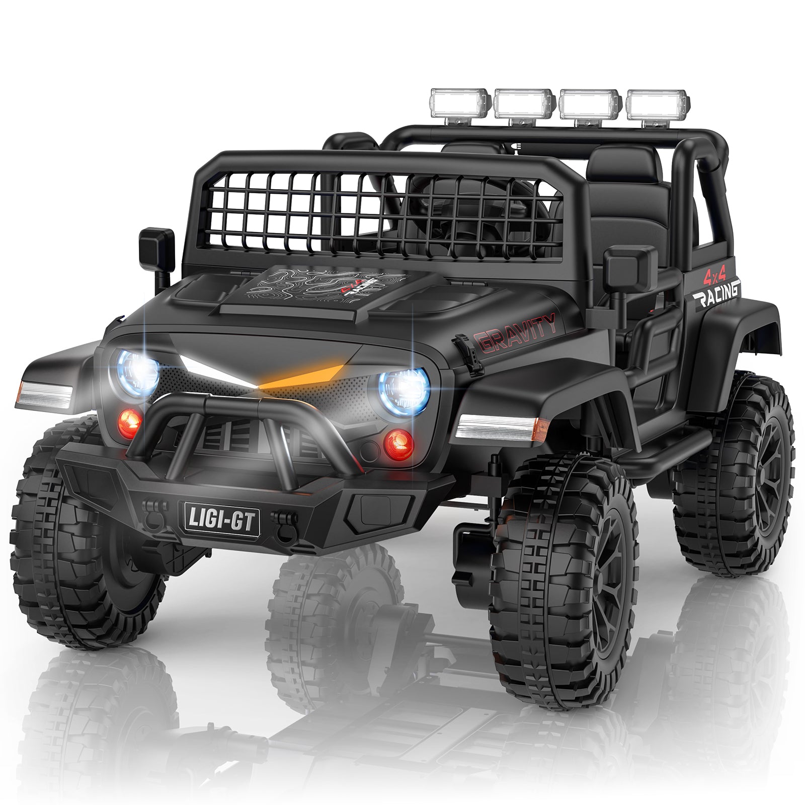 LIGIANT L10 APEX 24V 4WD Ride On Car for Big Kids, 2-Seater Electric Vehicle with Remote Control, Shock Absorption, 3 Speeds, Soft Start, Stylish Headlight, Music & Bluetooth &FM, Ideal Gift for Kids