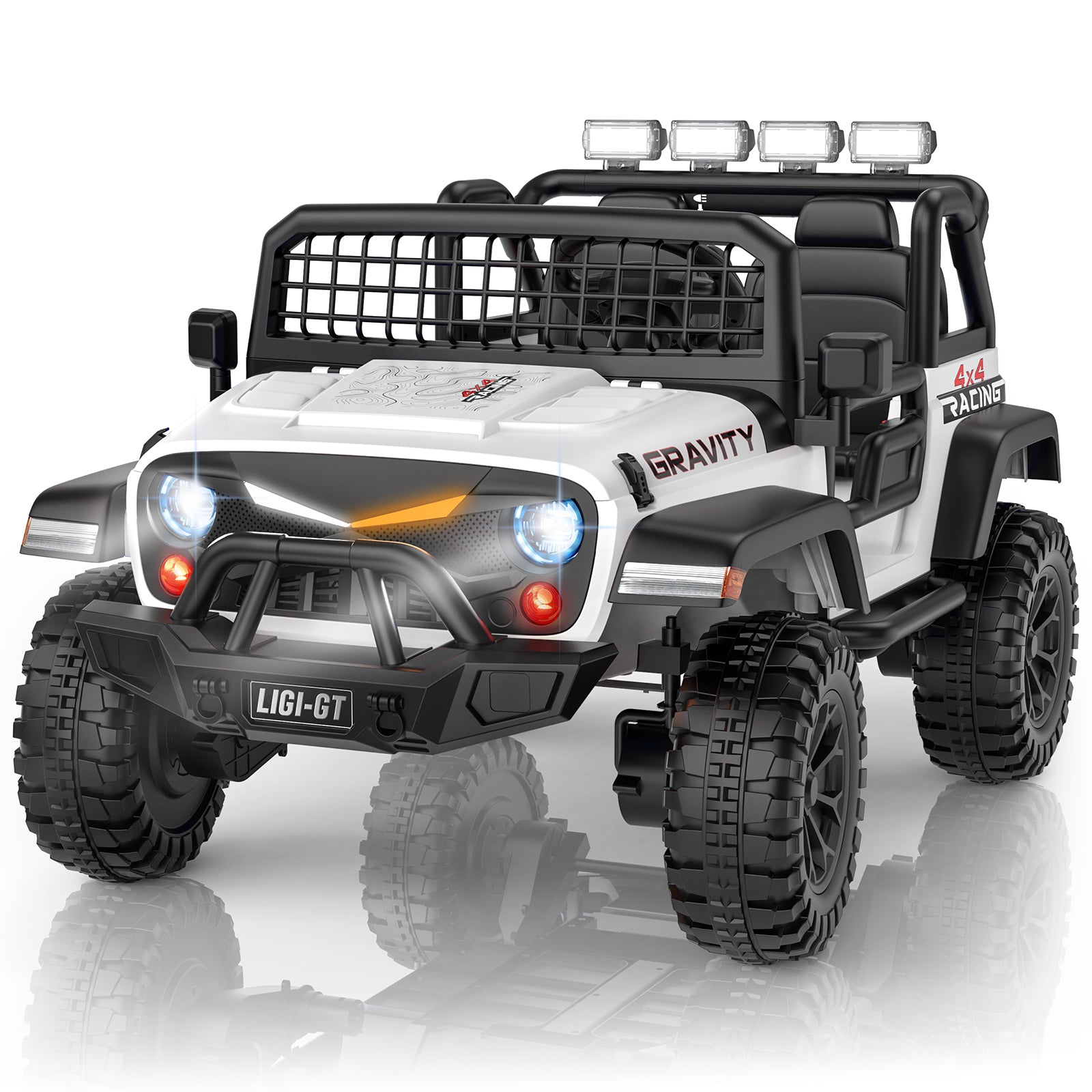 LIGIANT L10 APEX 24V 4WD Ride On Car for Big Kids, 2-Seater Electric Vehicle with Remote Control, Shock Absorption, 3 Speeds, Soft Start, Stylish Headlight, Music & Bluetooth &FM, Ideal Gift for Kids