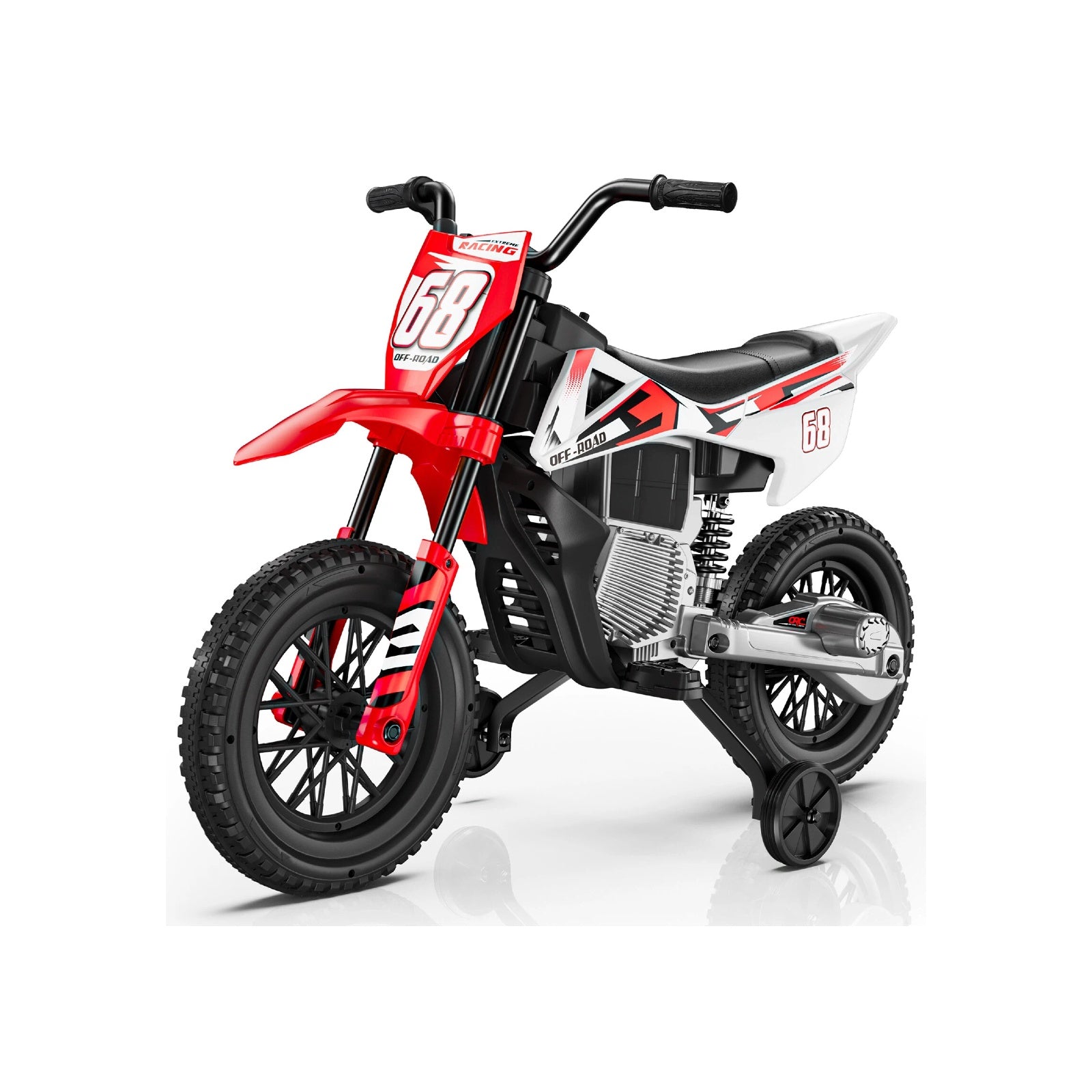 White LIGIANT  12V kids electric motorcycle with training wheels